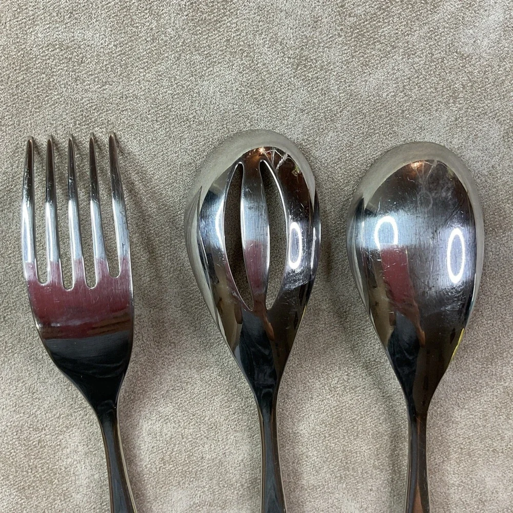 Studio William Olive Hazel Serving Set Fork‎ Spoon Pierced Lot Of 3  10